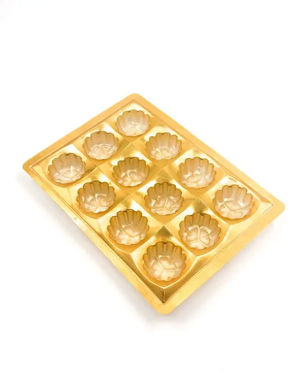 Blister PVC Dorado grado alimenticio para empaque de chocolates